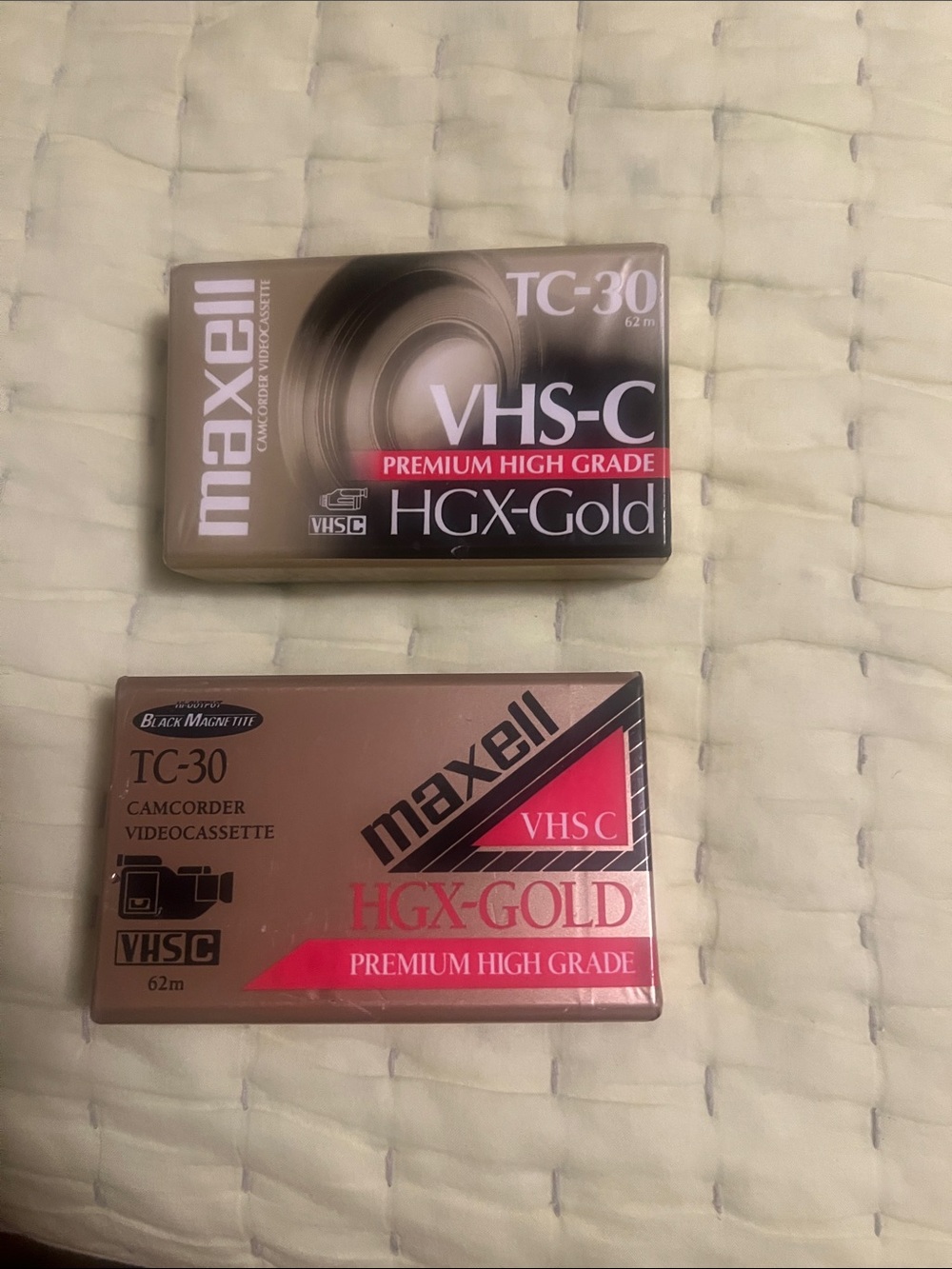 Maxell HGX-Gold VHS-C TC-30 Premium Camcorder Cassette — Gold